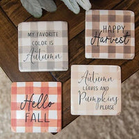 4 Set Fall Gingham Resin Coasters - The Fox Decor