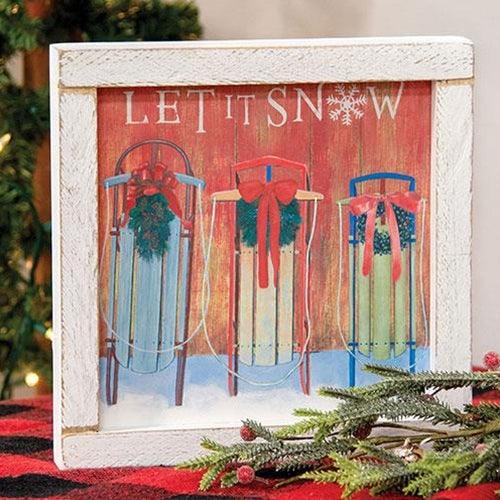 Let It Snow Sleds Wood Sign - The Fox Decor