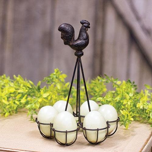 Rooster Metal Egg Holder - The Fox Decor