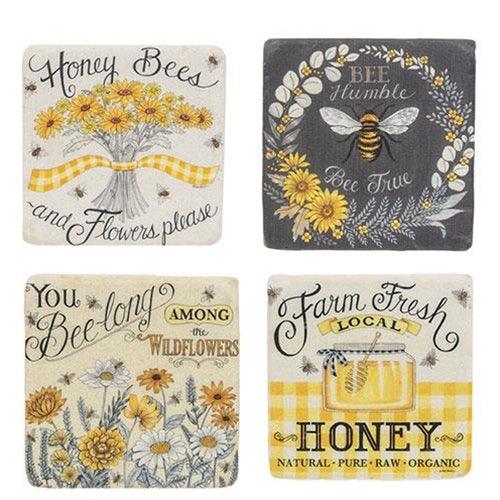 4 Set Farm Fresh Honey Resin Coasters