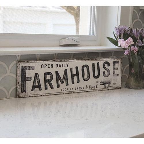 Open Daily Farmhouse Distressed Metal Sign - The Fox Decor