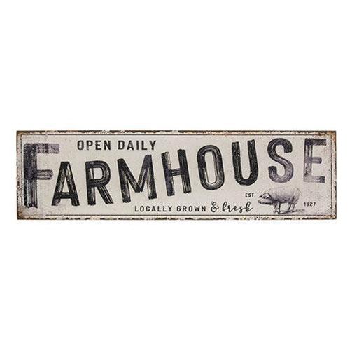 Open Daily Farmhouse Distressed Metal Sign - The Fox Decor
