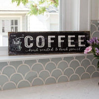 Coffee Black Distressed Metal Sign - The Fox Decor