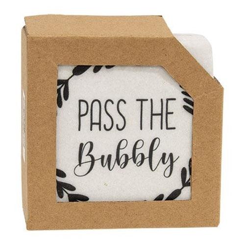 4 Set Pass The Bubbly Resin Coasters