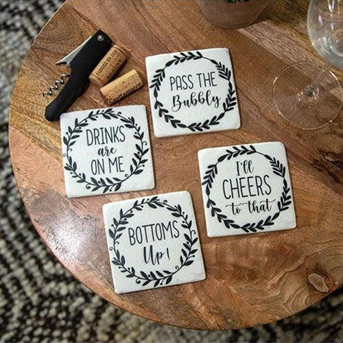 4 Set Pass The Bubbly Resin Coasters