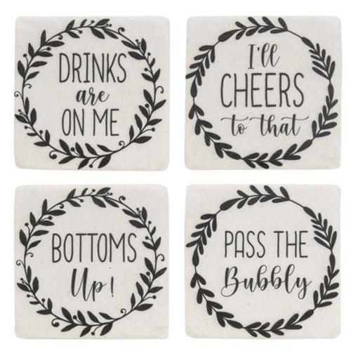 4 Set Pass The Bubbly Resin Coasters