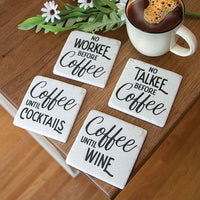 Thumbnail for 4 Set No Talkee Before Coffee Resin Coasters