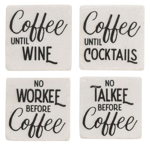 4 Set No Talkee Before Coffee Resin Coasters