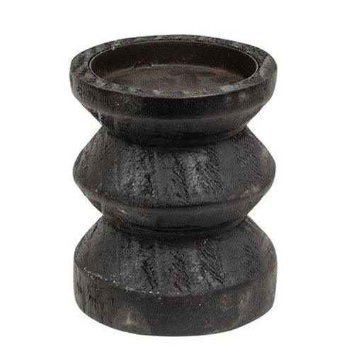 Black Wooden Pillar Candle Holder 35 Tall - The Fox Decor