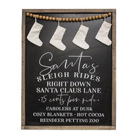 Santa's Sleigh Rides Stocking Beaded Wood Sign - The Fox Decor