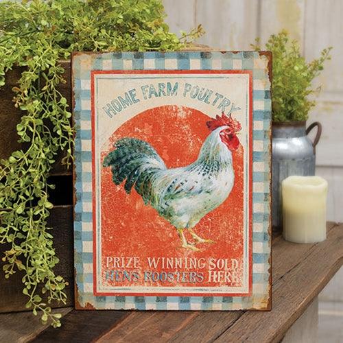 Home Farm Poultry Distressed Metal Sign - The Fox Decor