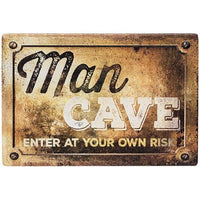 Man Cave Enter At Your Own Risk Distressed Metal Sign - The Fox Decor