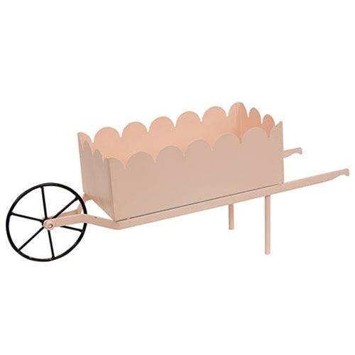 Pink Scalloped Metal Wheelbarrow - The Fox Decor