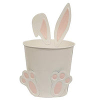 White Easter Bunny Metal Bucket - The Fox Decor