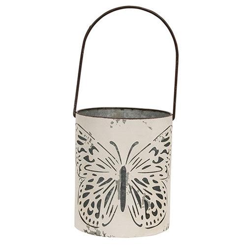 2 Set Butterfly Cutout White Metal Buckets - The Fox Decor
