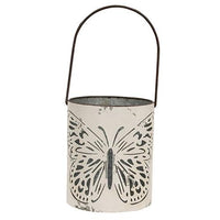 2 Set Butterfly Cutout White Metal Buckets - The Fox Decor