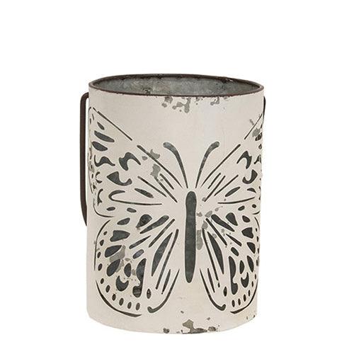 2 Set Butterfly Cutout White Metal Buckets - The Fox Decor