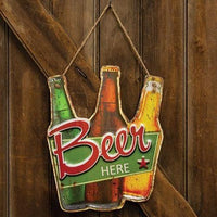 Beer Here Bottles Hanging Metal Sign - The Fox Decor