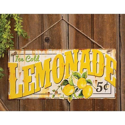 Ice Cold Lemonade Hanging Metal Sign - The Fox Decor
