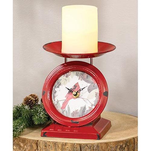 Vintage Christmas Cardinal Old Town Scale Clock - The Fox Decor