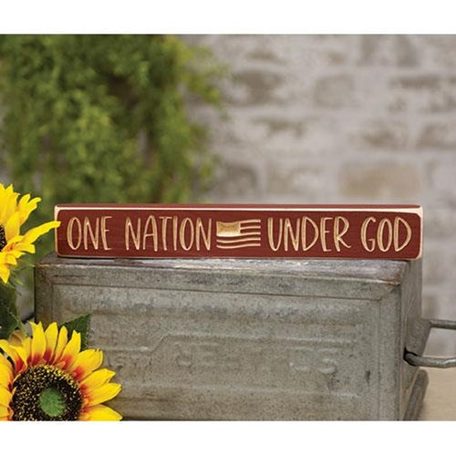 One Nation Under God w Flag Engraved Block 12