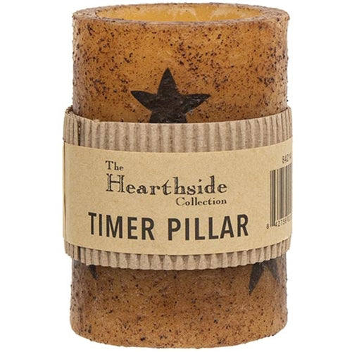 4.5" Burnt Ivory Star Timer Pillar - The Fox Decor
