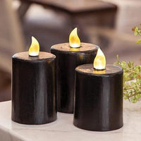 Thumbnail for Black Gloss Flame Timer Pillar 225 x 25 - The Fox Decor