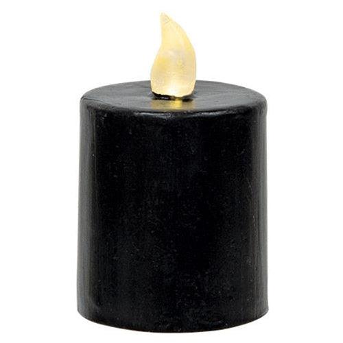 Black Gloss Flame Timer Pillar 225 x 25 - The Fox Decor