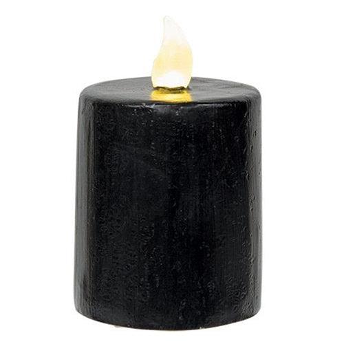 Black Gloss Flame Timer Pillar 25 x 3 - The Fox Decor