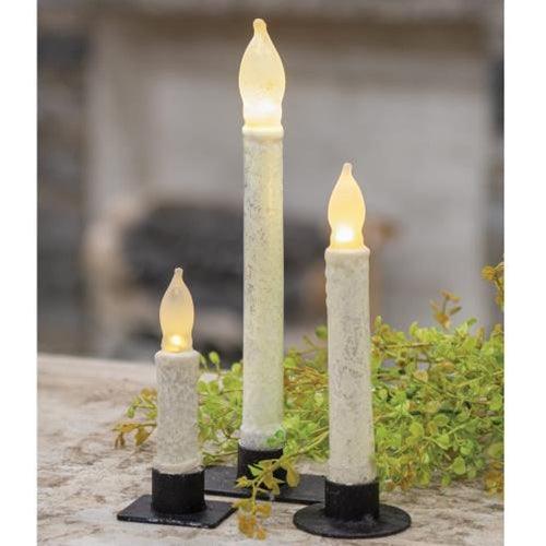 4 Rustic White Timer Taper - The Fox Decor