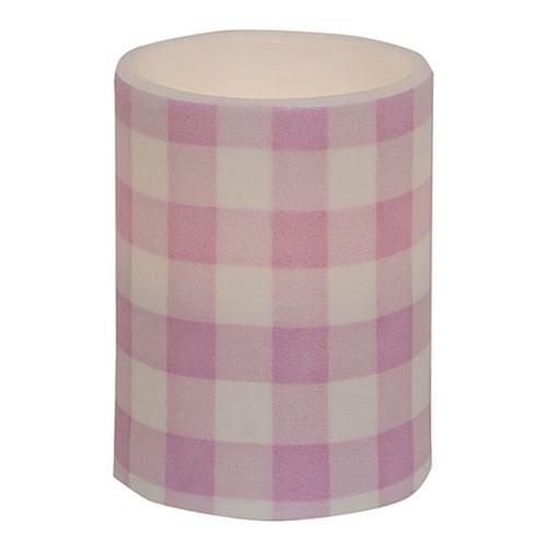 Pink Gingham Check Timer Pillar 3x4 - The Fox Decor