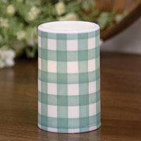 Green Gingham Check Timer Pillar 3x5 - The Fox Decor