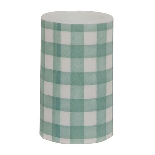 Green Gingham Check Timer Pillar 3x5 - The Fox Decor