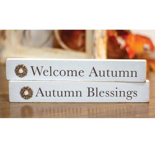 Autumn Blessings Wood Block 2 asstd - The Fox Decor