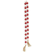 Red & White Beaded String w Jute Tassels - The Fox Decor