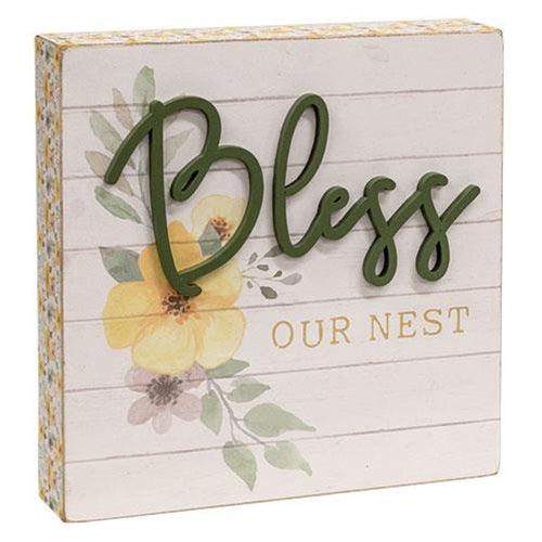 Bless Our Nest Pattern Side Box Sign - The Fox Decor