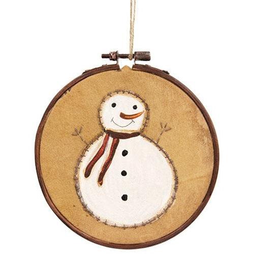 Teastained Primitive Snowman Stitchery - The Fox Decor