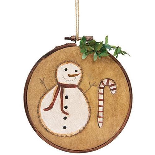 Teastained Primitive Snowman & Candy Cane Stitchery - The Fox Decor