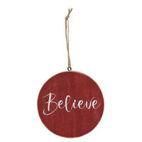 Holiday Script Red Word Round Ornament 3 Asstd - The Fox Decor