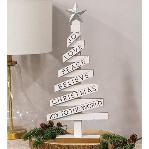 Woodland White Christmas Tree w Sayings - The Fox Decor
