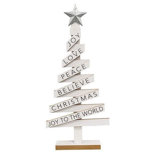 Woodland White Christmas Tree w Sayings - The Fox Decor