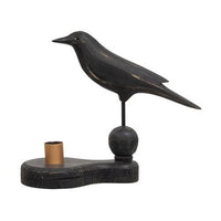 Thumbnail for Wooden Crow Pedestal w Taper Holder - The Fox Decor