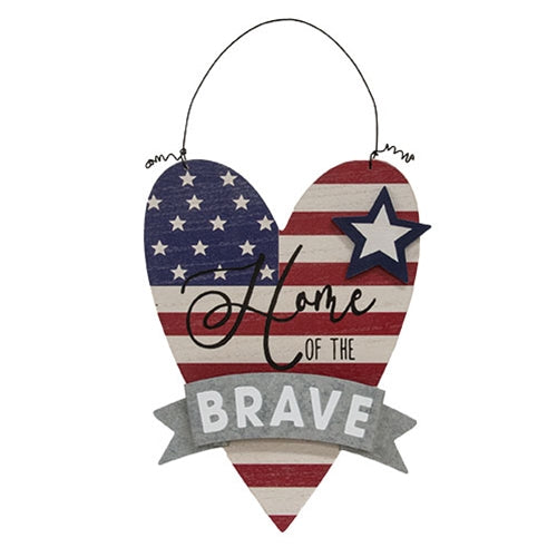 Home of the Brave Heart Wooden Hanger