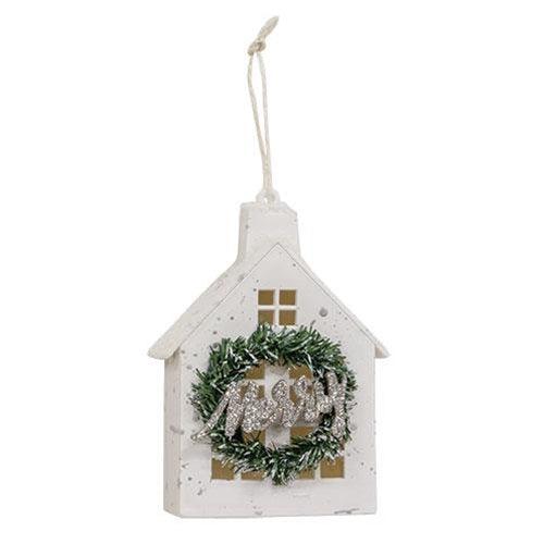 Flocked Merry House Ornament - The Fox Decor