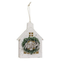 Flocked Merry House Ornament - The Fox Decor
