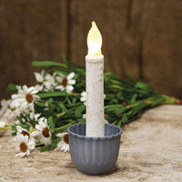 Graywashed Metal Fluted Candle Cup - The Fox Decor