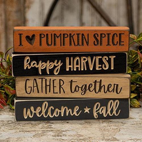 I Heart Pumpkin Spice Engraved Block 9 - The Fox Decor