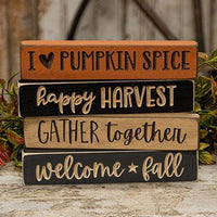 I Heart Pumpkin Spice Engraved Block 9 - The Fox Decor