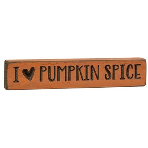 I Heart Pumpkin Spice Engraved Block 9 - The Fox Decor