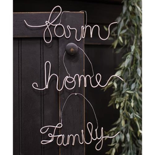 Farm Family Home Script Metal Ornament 3 asstd
